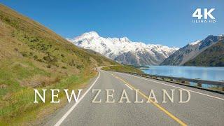 Scenic Drive in South Island, New Zealand | Lake and Mountain Views | 4K Driving Sounds ASMR