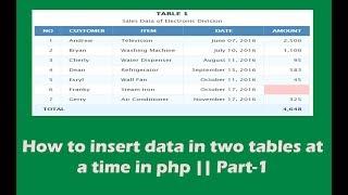 How to insert data in two tables at a time in php || Part-1