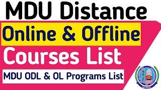 MDU Distance Courses List | MDU Distance Online & Offline Programs List 2024 | MDU DDE Program list