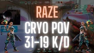 100T Cryo POV Raze on Bind 31-19 K/D (VALORANT Pro POV)