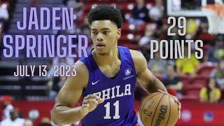 Jaden Springer with a 29 Point Performance vs. the Hawks // 2023 NBA Summer League Highlights!!