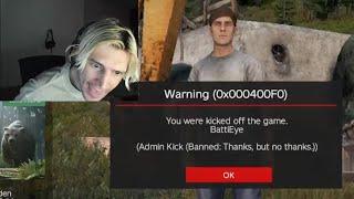 xQc just got live BANNED from a DayZ server with the message "Thanks, but no thanks