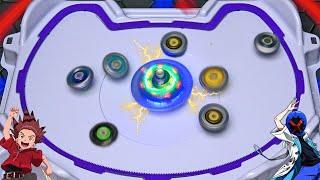 We made BEYBLADES battle against the INFINITE SPINNING TOP