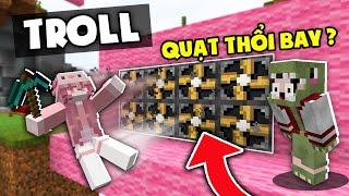 MINECRAFT BEDWARS, KHANGG SỞ HỮU GIÁP BẤT TỬ  * TROLL EM GÁI NOOB BẰNG QUẠT THỔI BAY TRONG MINECRAFT