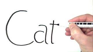 How to Turn Words Cat into a Cartoon - Wordtoons Art for Kids