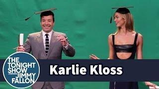 Karlie Kloss Teaches Jimmy to Pose in Midair