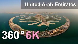 United Arab Emirates. Aerial 360 video in 6K. Virtual travel to Middle East.