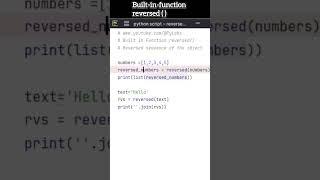 Reversing Sequences in Python: Lists, Strings, and Tuples| reversed()built-in function in Python