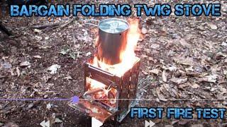 Bargain Folding Twig Stove First Fire Test