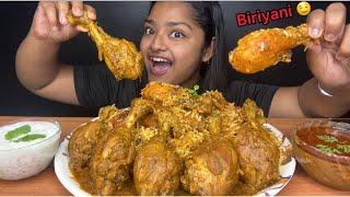 CHICKEN TIKKA BIRIYANI WITH SPICY CHICKEN CURRY | BIG BITES | INDIAN MUKBANG | FOOD EATING VIDEOS