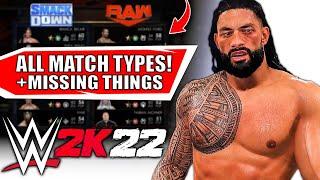 Things Missing From WWE 2K22 & All Match Types!