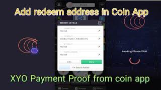 how to insert xyo address in coin app to claim | XYO Payment Proof from coin app