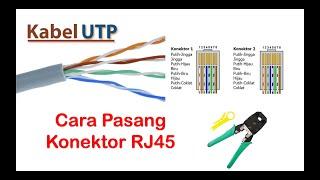 Cara pasang kabel LAN (pasang konektor RJ45 ke kabel UTP) dengan konfigurasi Straight