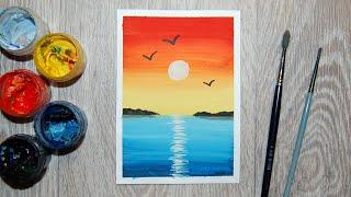 Рисуем очень простой закат на море. Правополушарное рисование