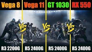 Ryzen 3 2200G vs Ryzen 5 2400G vs RX 550 vs GT 1030 Rainbow Six Siege