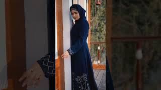 MyBatua Floral Geo Embroidery Navy Blue Abaya