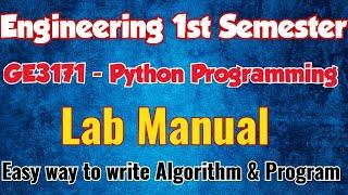 GE3171|Python programming and Problem Solving|Lab|Manual|Important Notes|Engineering king|