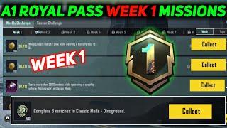 A1 Royal Pass Week 1 Missions  PUBG Mobile Week 1 Missions Explained  A1 Royal Pass Week 1 Mission