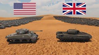 500 US WW2 Tanks VS 500 British WW2 Tanks | Ultimate Epic Battle Simulator 2