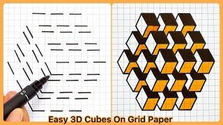 Mesmerizing 3D Cubes & Geometric Shapes: Graph Paper Drawing And Painting Techniques 