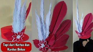 CARA MEMBUAT TOPI KREASI MERAH PUTIH DARI KERTAS KARTON DAN KARDUS BEKAS