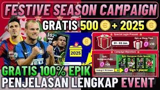 GRATIS 2025 KOIN !! PENJELASAN FESTIVE SEASON CAMPAIGN CARA CLAIM GRATIS 100% EPIC & 500 KOIN