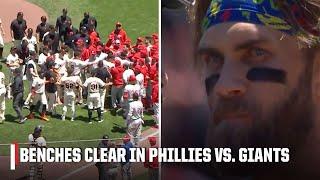 BENCHES CLEAR in Phillies vs. Giants after Kyle Harrison clipped Bryce Harper twice  | ESPN MLB
