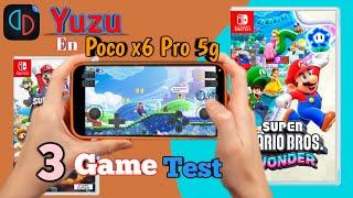  Poco X6 Pro 5G en Yuzu: Rendimiento con Super Mario Deluxe, 3D World y Wonder 