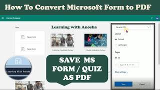 How to Convert Microsoft Form to PDF | Save Microsoft Form or Quiz as PDF