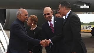 Ceremonial welcome of President Ram Nath Kovind on arrival in Kingston, Jamaica