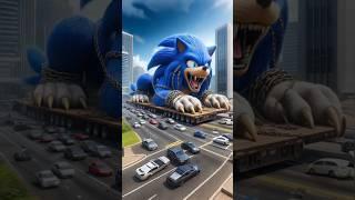 funny story sonic Giant lion crying on a road in city #sonic #tails #knuckles #sadstory #shorts