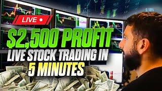 ALEX MAKES $2,500 IN 5 MINUTES LIVE STOCK TRADING (VLOG)