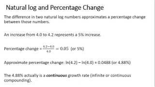 Natural Logs in Economics: Growth Rates, Percentage Changes, Continuous Compounding