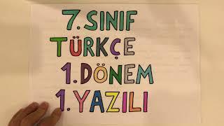 7. Sınıf Türkçe 1. Dönem 1. Yazılı (Yeni Sorular)