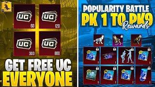 New Popularity Battle Pk1 To Pk9 Rewards-Popularity Battle Event -Get Free 600 UC -Get Free 300 UC