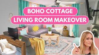 Design Drama! Turning a Gray Living Room Into a Colorful Boho Dream (Renter-Friendly Makeover)