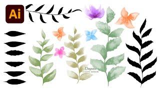 How to draw Leaves and Flowers with the Width Profile Tool and with Brushes in Adobe Illustrator