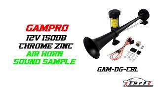 GAMPRO 12V 150db Air Horn Sound Sample, 18 Inches Chrome Zinc Single Trumpet  air horn