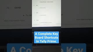 Tally Prime Shortcut Keys.