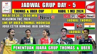 Jadwal Thomas Uber Cup 2024 Hari Ini Day 5 ~ Uber INDONESIA vs JEPANG ~ Thomas INDONESIA vs INDIA