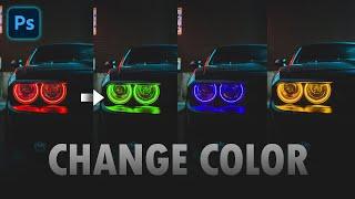 How to Change Car Light Color into any Color in Photoshop  Photoshop Tutorial!