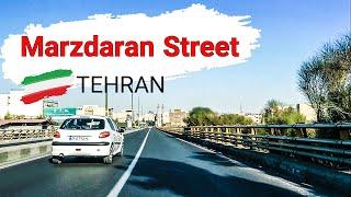 Tehran, Iran 2021 - Driving In Marzdaran Street I Downtown Tehran City / تهران خیابان مرزداران