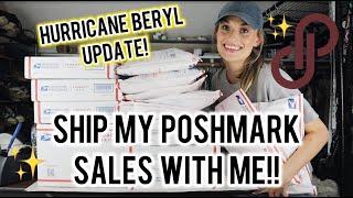 Ship My Sales on Poshmark With Me! See What Sold FAST & For a GREAT Profit!+ Hurricane Beryl Update!