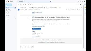 Congratulations! Your app has been granted Google Play production access