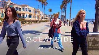 [4k]Oceanside Beach Boardwalk( The Strand )Walking Tour in Oceanside, San Diego County, California