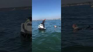 Deep water reboarding on a jet ski