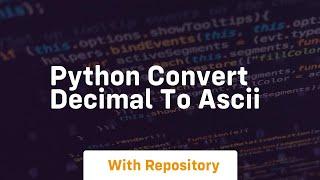 python convert decimal to ascii