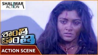 Shanthi Kranthi Movie || Khushboo Action Scene || Nagarjuna, Juhi Chawla || Shalimar Action