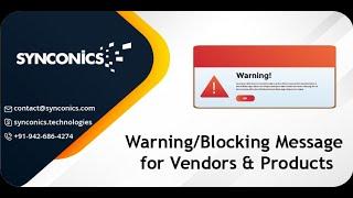 Set Warning/Blocking Message for Vendors & Products | Odoo 16 Purchase Management | #Synconics [ERP]