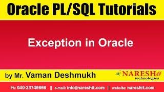 Oracle PL/SQL Tutorials | Exception in Oracle | by Mr.Vaman Deshmukh